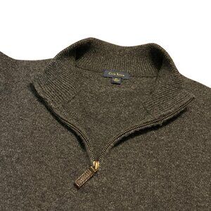 CLUB ROOM MENS GRAY 100% LAMBSWOOL PULLOVER QUARTER ZIP SWEATER